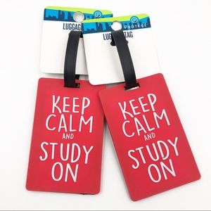 LUGGAGE TAGS Keep Calm and Study On Red & Black